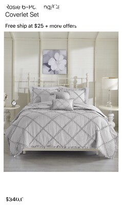 Rosie Coverlet 6 Pc California King Bedding Set MRSP: $360-image