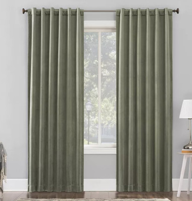 Sun Zero Blackout Amherst Velvet Thermal Back Tab Curtain Panel 50