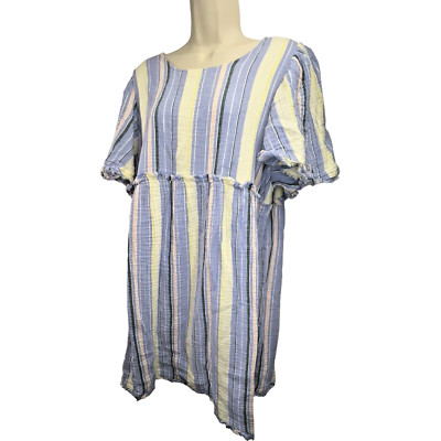 dip womens pastel dress blue striped boho oversized Size Extra Large XL-image