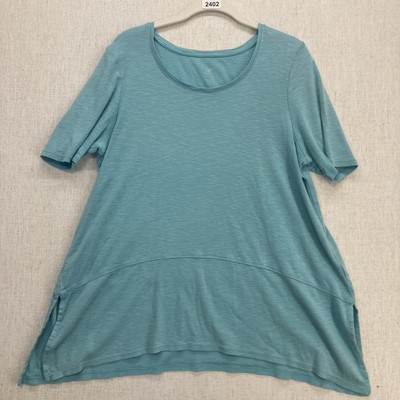 J. Jill Pima Dipped Hem Turquoise Tunic Women's Top Size Petite Large-image