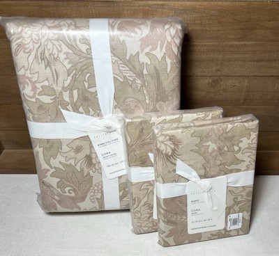 Pottery Barn CORA COTTON King Duvet Cover Neutral & 2 Euro Shams NEW-image