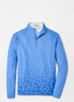 Peter Millar Golf Pullover Crown Sport Dip Dye Camo Print 1/4 Zip XL Blue NWT-image