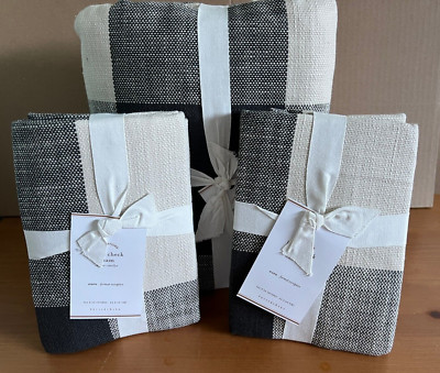 Pottery Barn Bryce Buffalo Check KING Duvet & 2 Euro Shams Charcoal New-image