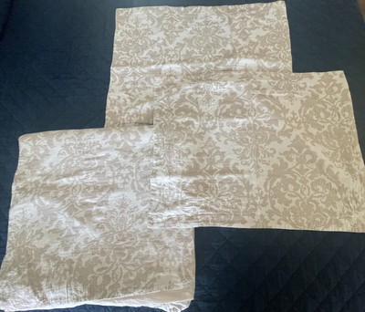 Pottery Barn Queen Jacquard Medallion Cotton Linen Duvet Cover/2 Standard Pillow-image