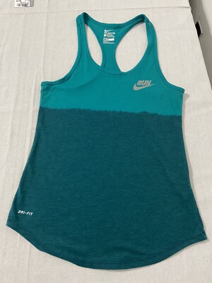 Nike Womens Run Dip Tie Racer Tank Teal Sz SP-image
