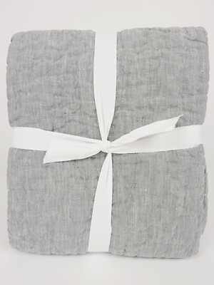 Set Of 2 Pottery Barn Belgian Flax Linen Hand Stitched King Shams Flagstone NWOT-image