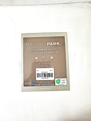 Madison Park 1500 Thread Count Cotton Blend 4PC Pocket King Size White Sheet Set-image