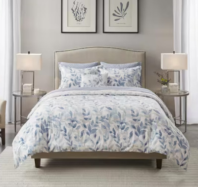 Madison Park MPE10-880 Thelma 8-Pc Blue Queen Reversible Comforter Set w Sheets-image