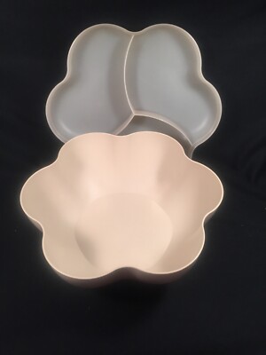 Almond TUPPERWARE LARGE OPEN HOUSE CHIP N DIP BOWL with lid -image