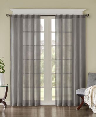Madison Park Harper 42″ x 95″ Solid Crushed Window Panel Pair, Gray-image