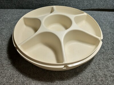 Tupperware Vintage Dip Snack Party Holiday Vegetable Tray 1665-1 with Lid 1666-2-image