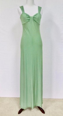 Max Studio Maxi Dress Sz Small Green White Stripe Front Knot Detail New $118 Tag-image