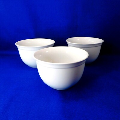 3 Pottery Barn Suppertime Bowls Soup Cereal White Heavy DU JOUR Bistro-image