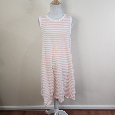 Dip Women's Pink Striped Sleeveless Shift Dress Size Large 100% Cotton-image