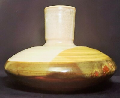 '84 ED DAVIDSON vtg mcm flying saucer studio art pottery table sculpture vase-image