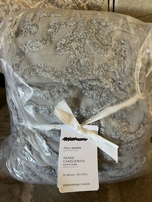 NEW Pottery Barn Renee Candlewick  Full/Queen Duvet Sateen Dove Gray 92