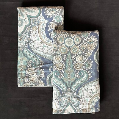 (2) Pottery Barn JORDANA PAISLEY King Shams 36” X 20” Blue***READ***-image