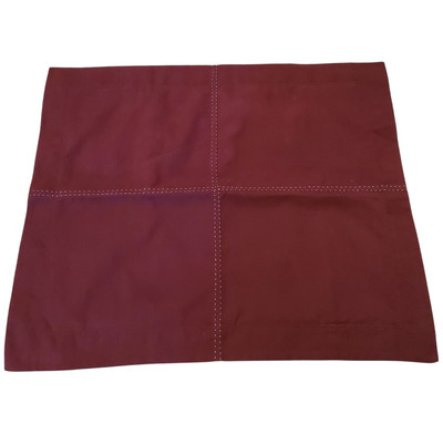 Pottery Barn 2 Pc.  Burgundy Faux Seude Euro Pillow Coverings White Stitch -image