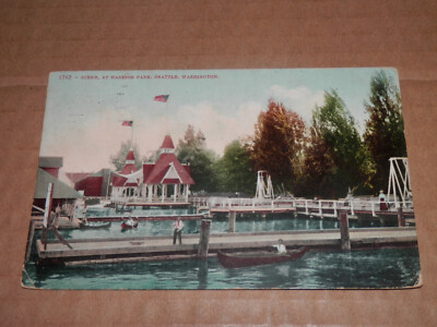 SEATTLE WASHINGTON - 1909 USED POSTCARD - MADISON PARK - WATER-image