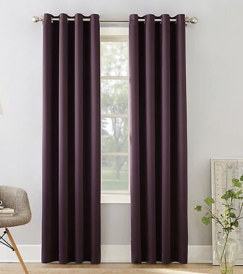SUN ZERO Bella 108-Inch Grommet Window Curtain Panel in Plum, New ONE PANEL-image