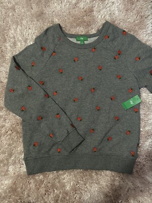 NWT Dip Embroidered Strawberry Oversized Sweater Womens Size XS to Medium -image