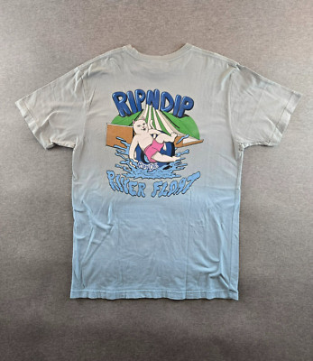 Rip N Dip Mens River Float T Shirt Size L Blue Graphic Colorblock Nermel Skater-image