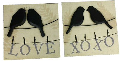 XOXO Love Birds Metal Wall Art Picture Set of 2 New View Gifts Pela Studio-image