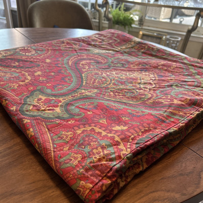 Pottery Barn Mira Paisley Duvet Cover Full Queen Red Green Sateen Cotton Israel-image