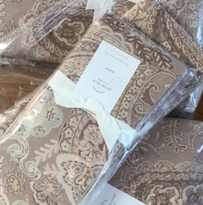 Pottery Barn Gwenn Standard Shams Set 2 Neutral Paisley Pink Blush Pair New🦩-image