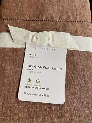 Set/2 Pottery Barn Belgian Flax Linen King Shams BRICK NWT-image