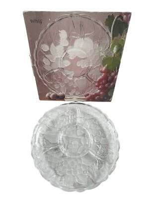 WP&G Fruit Delight Crystal 14 Inch Divided Frosted Glass Platter Chip & Dip-image