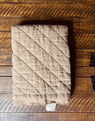 Pottery Barn Belgian Flax Linen Diamond Quilted EURO Sham~nwot Toffee-image