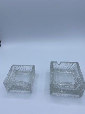 Lot of 2 Vintage Crystal Rosenthal Studio Linie Two Place Square Ashtrays-image