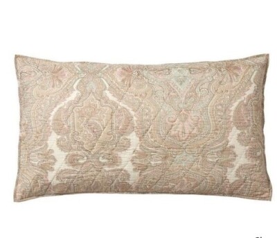 1 Pottery Barn AUDREY PAISLEY One KING Size Pillow Sham PINK MAUVE New-image