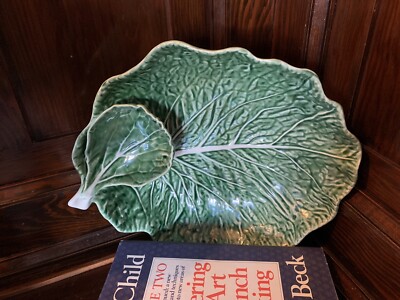 Bordallo Pinheiro Green Cabbage Chip and Dip Bowl/ Salad Bowl Serving Bowl Large-image