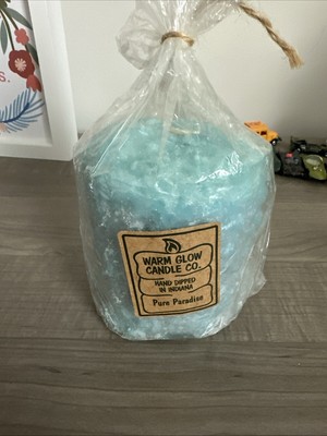 Warm Glow Hearth Candle Blue Pure Paradise Hand Dipped Indiana NEW-image