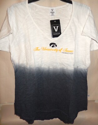 NCAA Iowa Hawkeyes Women's Jax Dip Dye V-Neck Tee, L, Heather Black-image