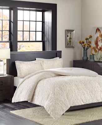 Madison Park Bismarck Medallion Faux Fur 3-Pc. Comforter Set KING CAL KING Ivory-image