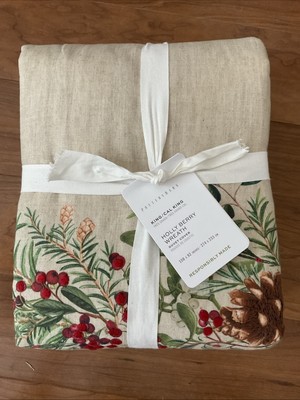 Pottery Barn Holly Berry Wreath King/Cal King Duvet-NWT-image