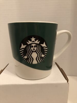 STARBUCKS 18 oz Siren Green & White Dip Large Coffee Mug Tea Cup Mermaid 2019-image