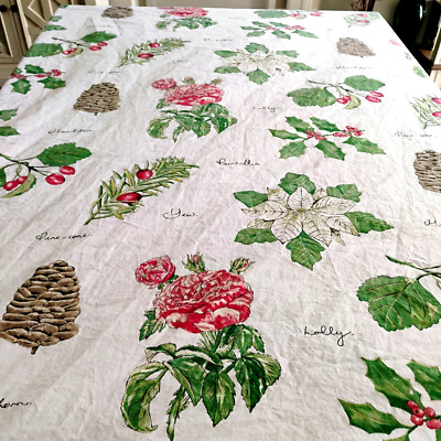 Pottery Barn Duvet Cover Holiday Botanical Full/Queen Cotton 87 x 83 inch White-image