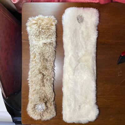 2 Wine Faux Fur Decorative Christmas Holiday Stole Jeweled Button Pottery Barn-image