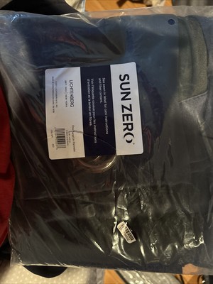 Sun Zero Oslo Theater Grade Blackout Grommet Top Curtain Panel, Navy Blue 52x84-image