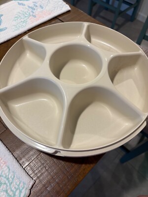 Vintage Tupperware Divided Veggie/ Fruit Dip Serving Tray With Lid Large 14