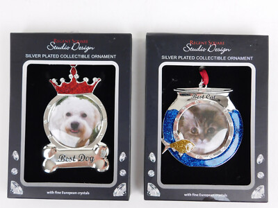 Best Dog and Cat Ornaments Regent Square Studio Design Silver Plated Crystals-image