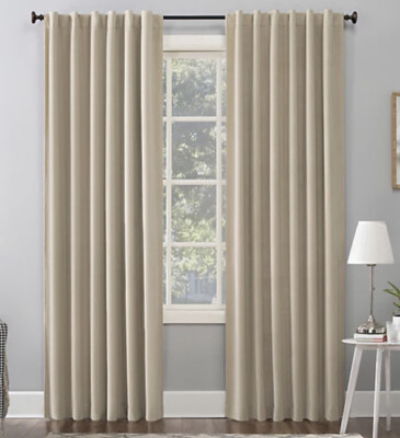 Sun Zero Lightenberg Blackout Curtain 50” X 84” Beige  *One Panel*-image