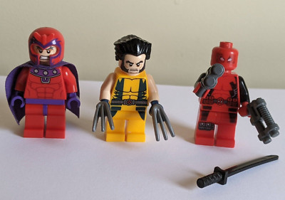 Lego Deadpool Wolverine & Magneto Minifigures ONLY From 6866 Faded Head See Pics-image