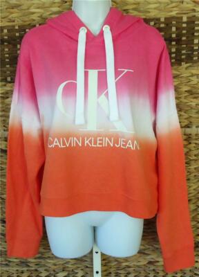 CALVIN KLEIN JEANS WOMENS DIP DYE LOGO PULLOVER SWEATSHIRT HOODIE XL NWT $69-image