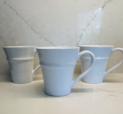 Pottery Barn Gabriella Coffee Tea Mugs Set of 3 Stoneware  Made in Portugal-image