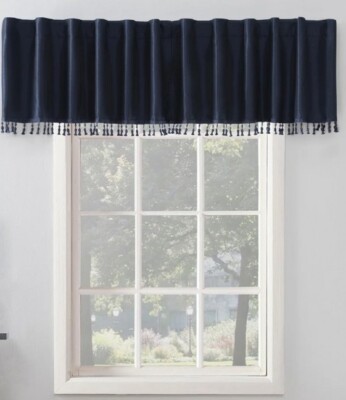 SUN ZERO EVELINA FAUX DUPIONI SILK BEADED TASSELS  TOTAL BLACKOUT WINDOW VALENCE-image